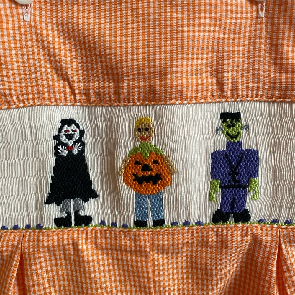 NWT Vive La Fete Smocked Infant Boys Halloween theme Longall size 12 months - Picture 6 of 16